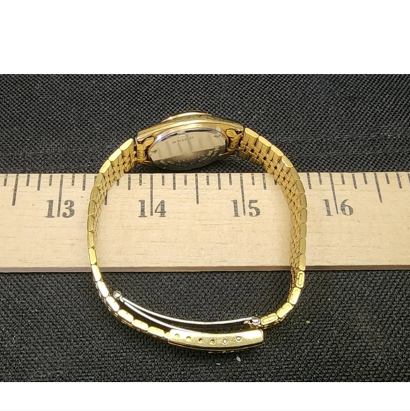 Vintage Seiko Women's Quartz Date Watch Works Gold Tone Band Used - Picture 4 of 4